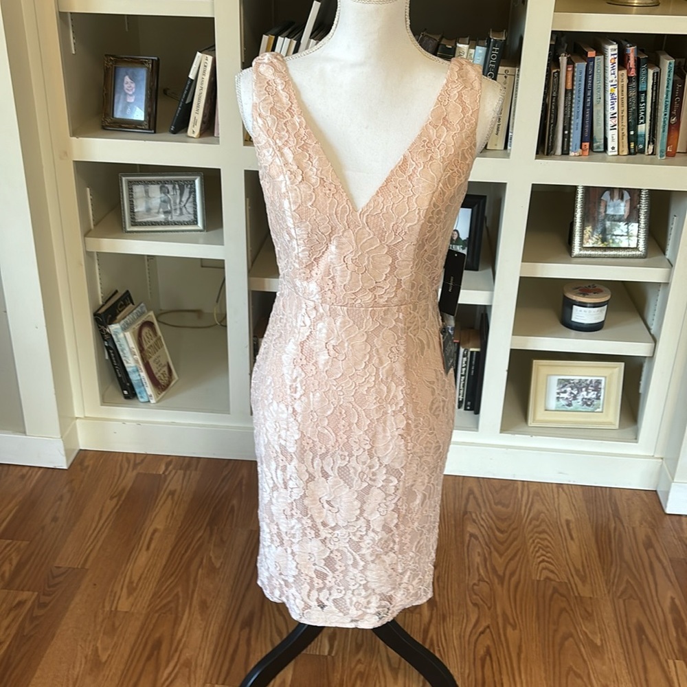 NWT Lulus Normani Pink Lace Sleeveless V-Neck Dress Small Wedding Semi‎ Formal